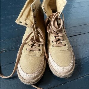 Tan High-Top Canvas Sneakers